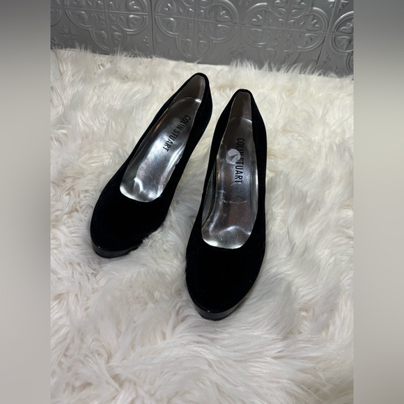 Colin Stuart Vintage 90s Soft Velvet Platform Pumps Stiletto Heels 6 mob wife - Picture 3 of 9